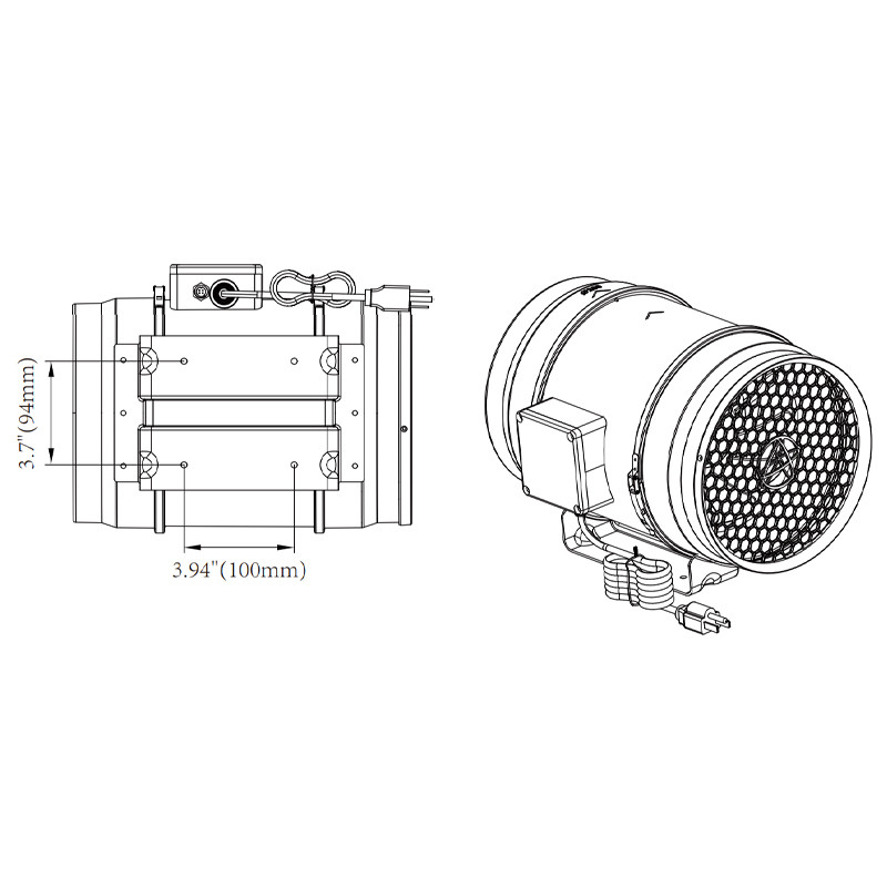 Inline afzuigkap Aero-Ventilator V-8 - 200 mm - 1160 m³/h : Compacte, krachtige ventilator voor binnenteelt