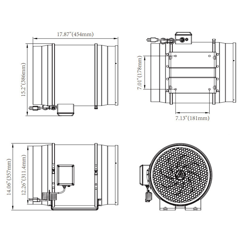 Aero-Fan V-12M Pro high-performance in-line fan for large indoor grow rooms
