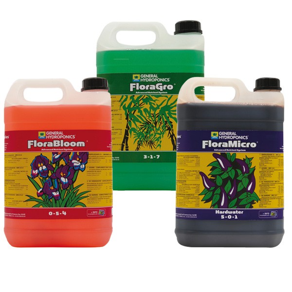 Terra Aquatica GHE - Pack engrais Flora Series 5L general hydroponics 3 composant